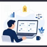 Comparison of top-level domain endings including dot com, dot llc, dot services, and dot realtor